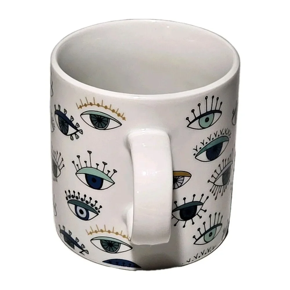 Evil Eye Coffee Mug Tea Latte Cup Ritual Insight Boho Hamsa Protection